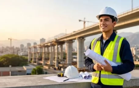 Ingeniero civil durante la supervisión de una obra