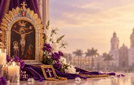 Señor de los Milagros durante el Mes Morado en octubre
